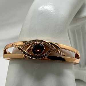 Avon, NRT, Rose Gold Hinged Bracelet With Crystals, Vintage